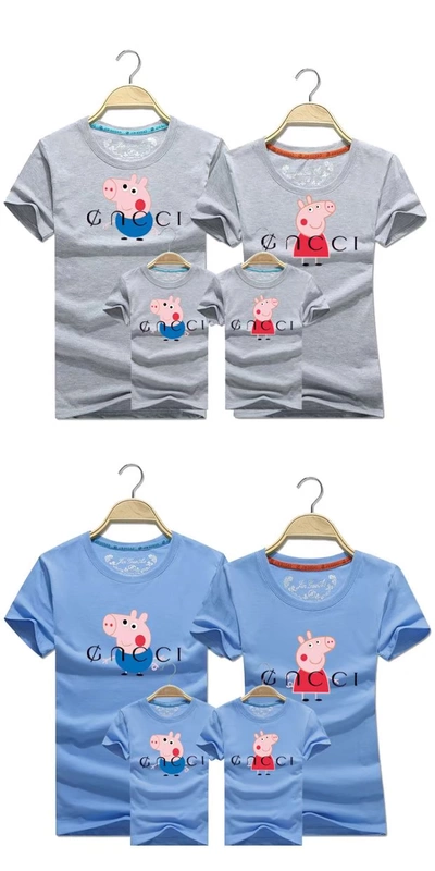 2019 heo mới trang cha mẹ-con mặc mùa hè mẹ phụ nữ phù hợp với gia đình gia đình ba gia đình mặc áo thun ngắn tay - Trang phục dành cho cha mẹ và con