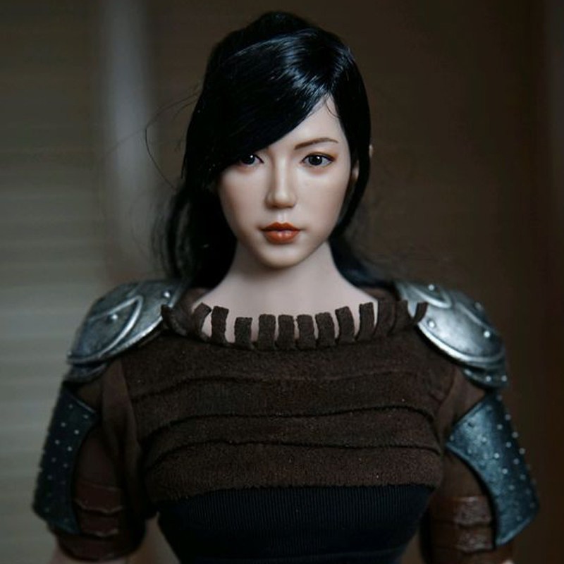 1 6 soldier female head carving YMTOYS plant hair Asian beauty can be equipped with tbl packaging glue doll model accessories