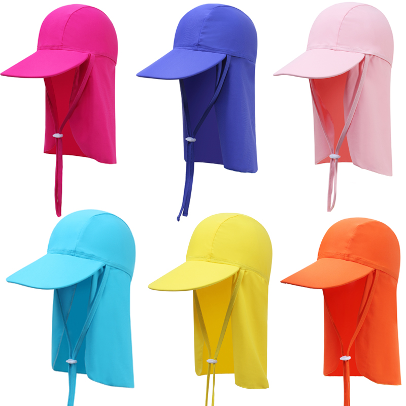 Boys and girls sun protection cap swimming cap sun hat devil hat men and women seaside duck tongue neck elastic swimming beach cap