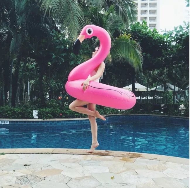 Bơi vòng phao cứu sinh inflatable flamingo công viên nước nguồn cung cấp hàng nổi PVC ghế bơm hơi phao đeo cổ cho bé