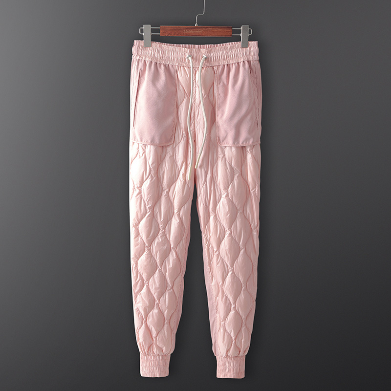 High waist down pants female thin thin white duck velvet warm pants outdoor leisure feet trousers sports cotton wave