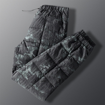 Winter new down pants men wear large size warm pants white duck down fat increase youth camouflage cotton pants