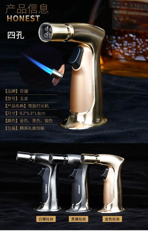 Baicheng xì gà nhẹ thẳng vào nhẹ hơn bơm hơi gió công suất lớn ba đầu mỏ hàn cá nhân cầm tay ngoài trời hộp quẹt zorro của nước nào