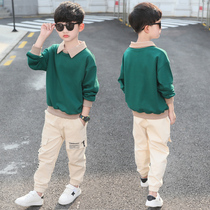 Boys spring suits 2020 new spring and autumn sports Korean version of the big boy handsome childrens clothes western style childrens two-piece suit