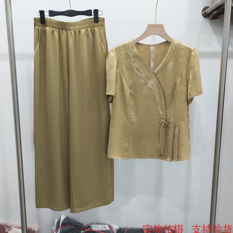 金娅海伦25A112正品夏装新款时尚洋气减龄显瘦新中式两件套女妈妈详情5