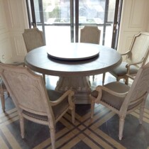 Meart Furniture Building Renaissance Round Dining Table American Country Antique Solid Wood Carved Dining Table Dining Chair