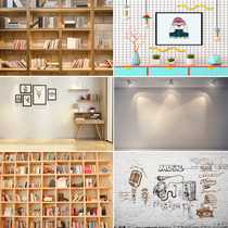 Live room decorated background wall fast anchor backbackbacksShakyun network red background bookcabinet background