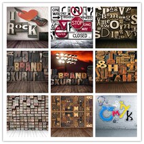 Letter brick wall shooting background wall Children take pictures of men and womens clothing model camera mobile phone selfie wedding photography background
