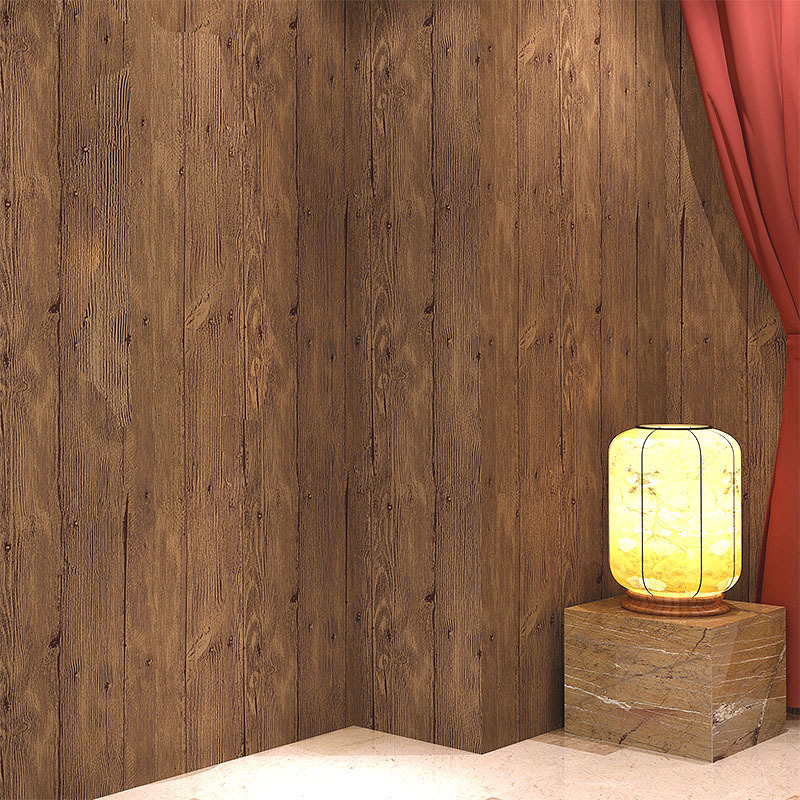 Vintage New Chinese Faux Wood Plank Wood Pattern Wallpaper Bar Classic Antique Nostalgic Women's Clothing Shop Wallpaper