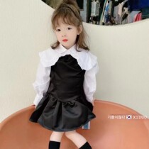 Girls flower bud skirt set Korean childrens clothing 2022 spring baby tide princess tank top dress shirt puffy skirt