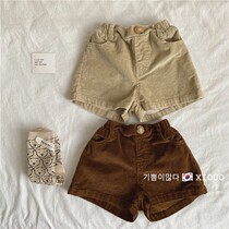 Girls pants Korean childrens wear 2021 autumn new baby foreign atmosphere retro corduroy good pair casual pants shorts