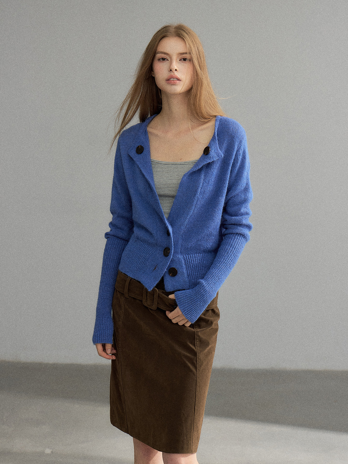 WITHMIN Blue Open-Front Cardigan