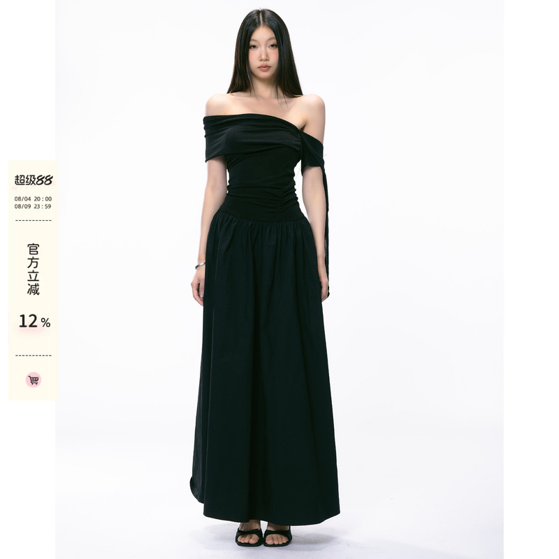 Wtihmin Off-Shoulder Strapless Black One-Shoulder Dress Summer Sexy Hot Girl Pure Desire Long Dress Wtihmin Off-Shoulder Strapless Black One-Shoulder Dress Summer Sexy Hot Girl Pure Desire Long Dress