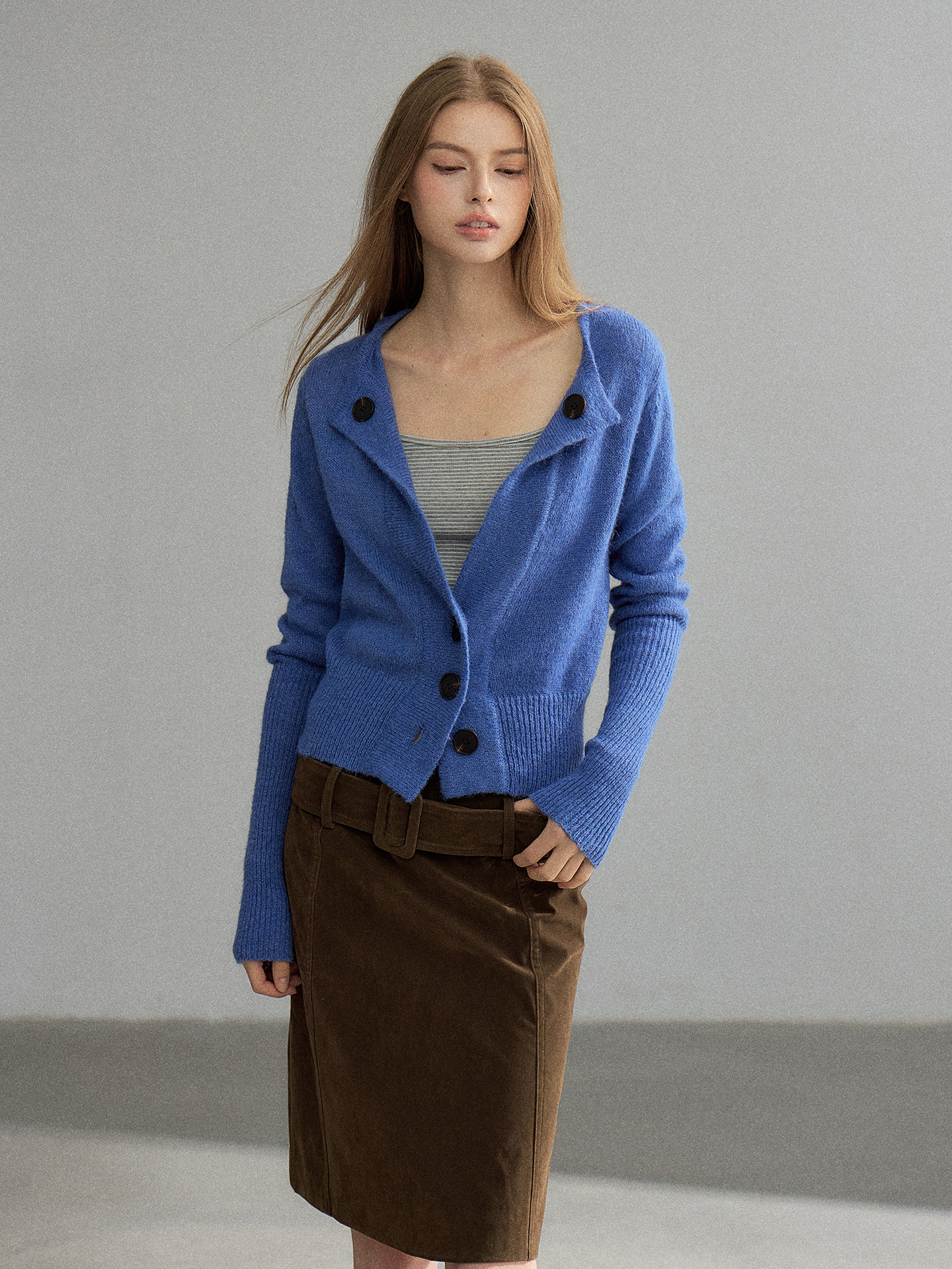 WITHMIN Blue Open-Front Cardigan