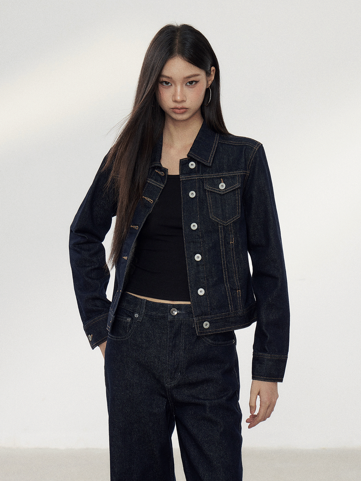 WITHMIN Washed Denim Jacket and Pants Set