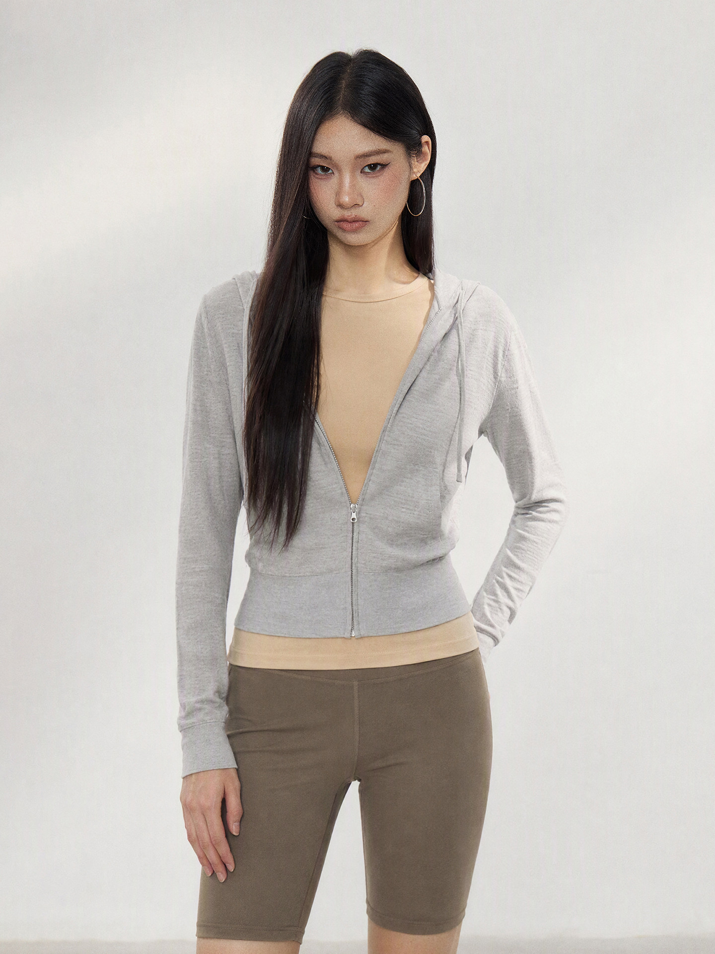 WITHMIN Black Zip-Up Hooded Jacket