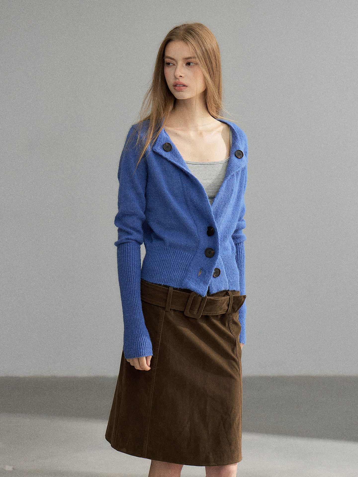 WITHMIN Blue Open-Front Cardigan