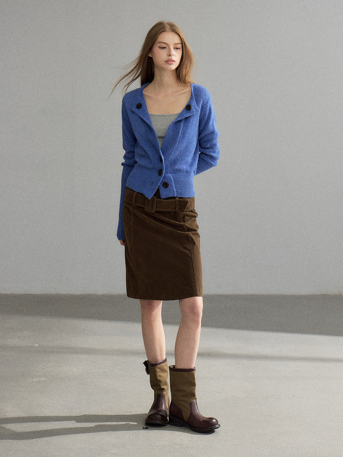 WITHMIN Blue Open-Front Cardigan