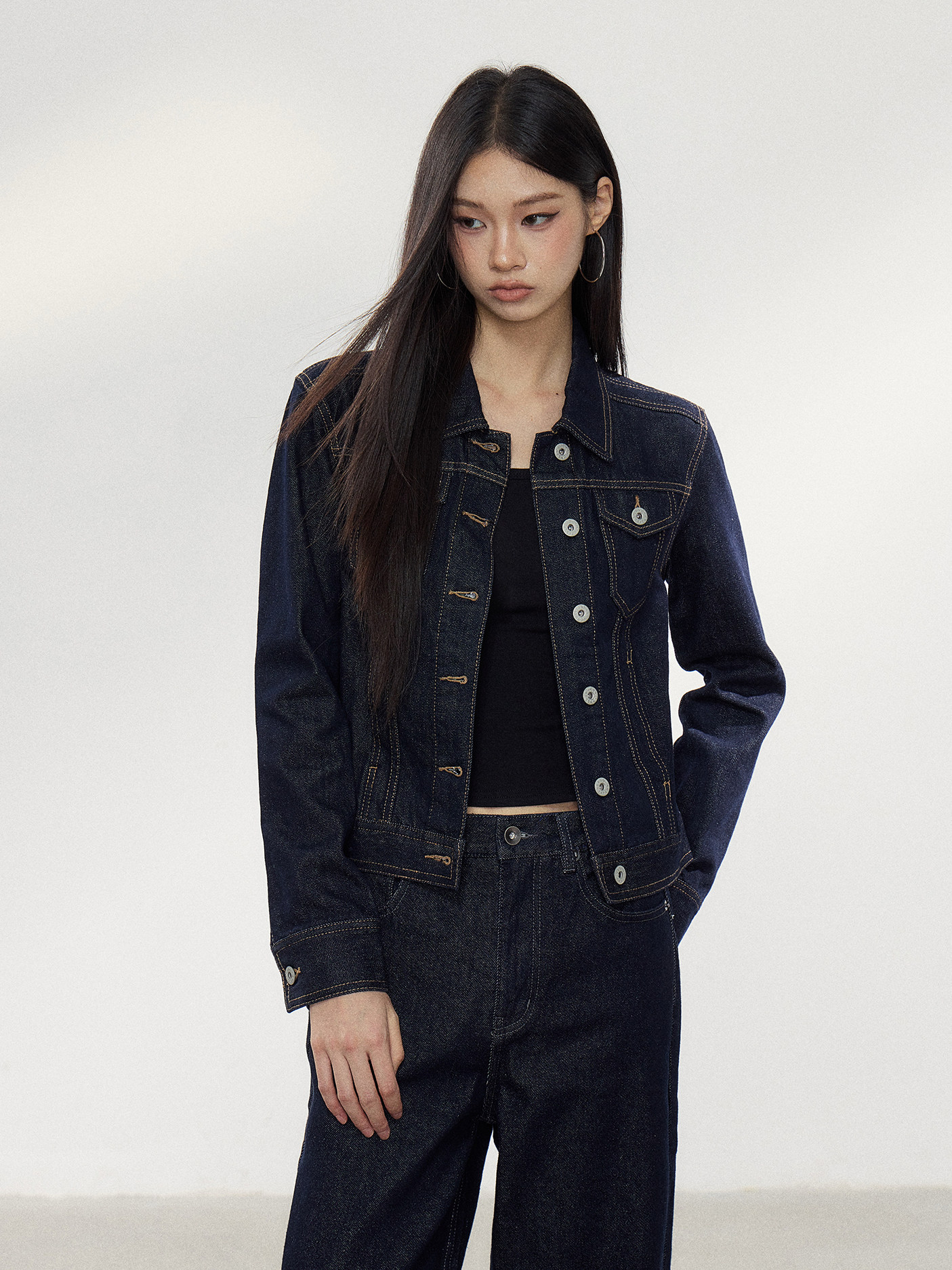 WITHMIN Washed Denim Jacket and Pants Set