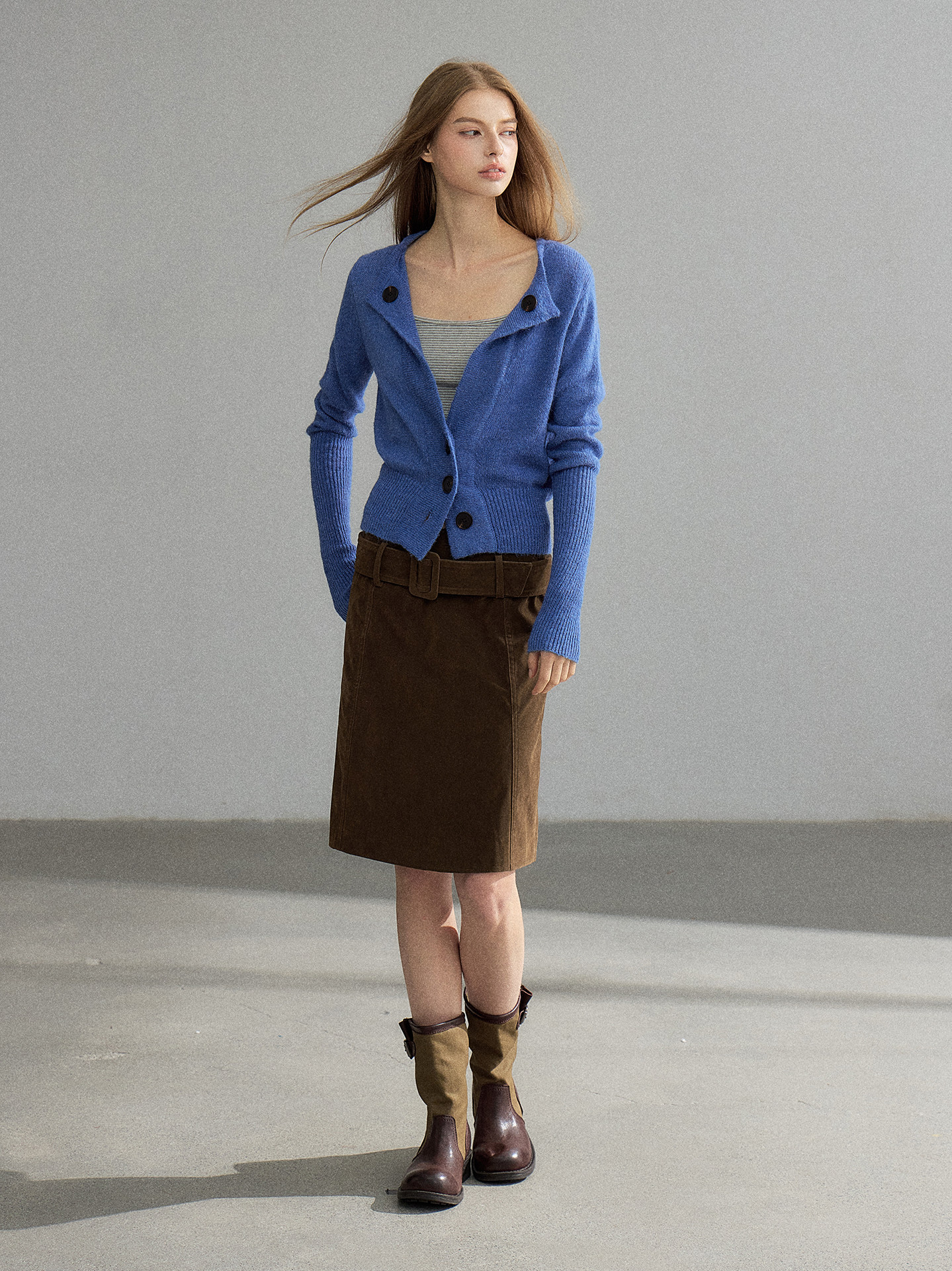 WITHMIN Blue Open-Front Cardigan