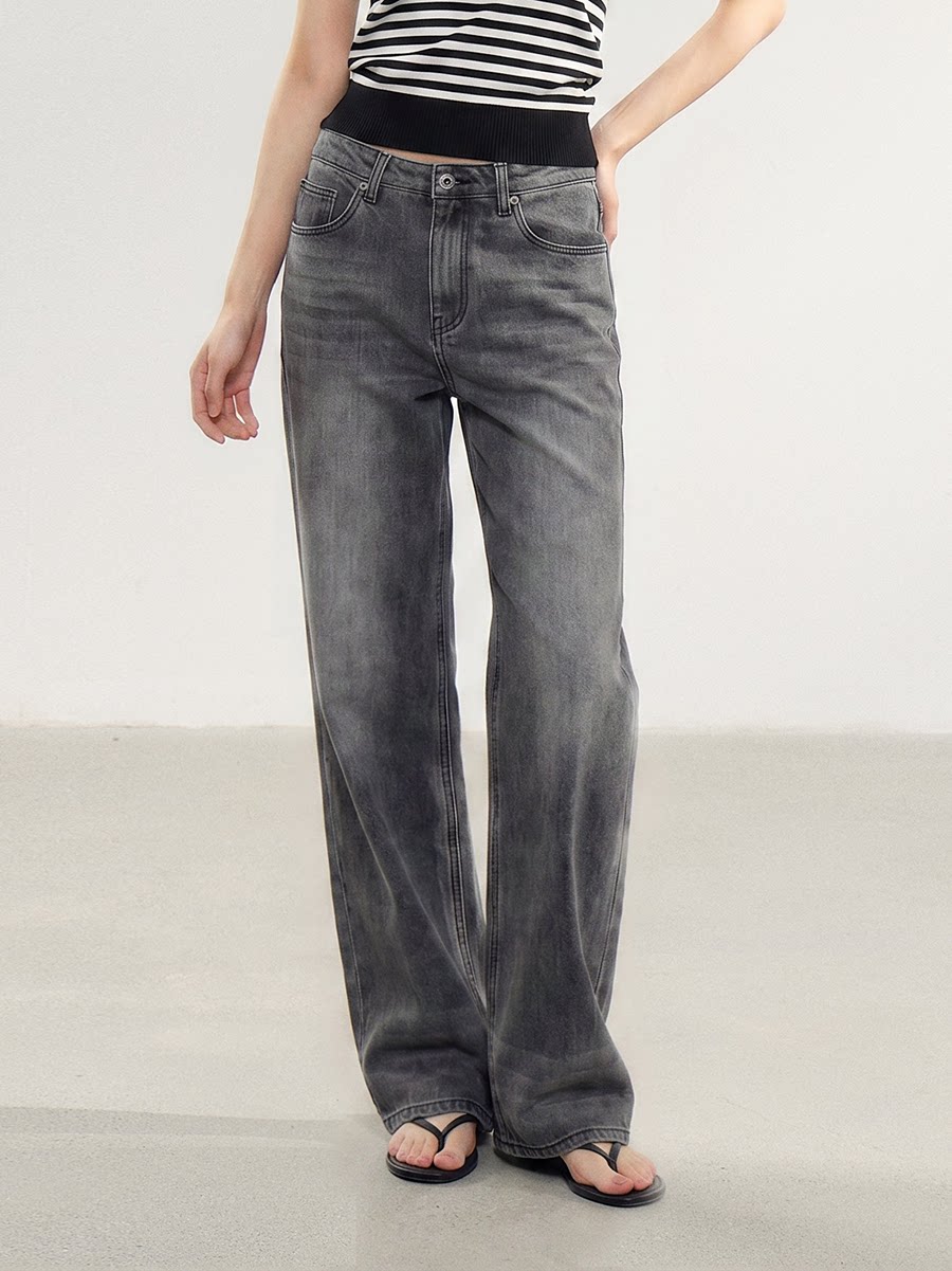 WITHMIN Washed Low-Rise Straight-Leg Jeans