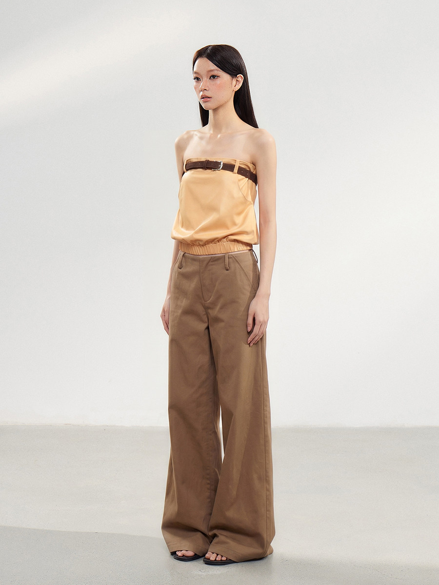 WITHMIN Brown Low-Waist Straight-Leg Trousers