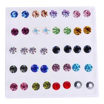 Small ear bone multi ear pierced stud earrings female rhinestone temperament hypoallergenic plastic needle one box plastic earrings combination set