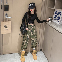 Han Edition Wave Fan Girl Pants Осенний платье Camouflk Garment Pants CUHK children Hip Hop Jazz