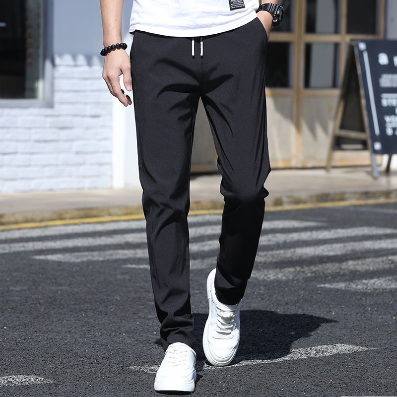 Hong Kong high-end ice wire casual pants men summer thin Korean version of trend strength and men repair speed trousers