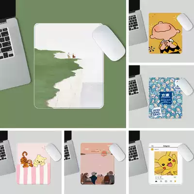 Cartoon cute small mouse pad square couple girl heart 25cm medium table game silk pattern thin leather pad