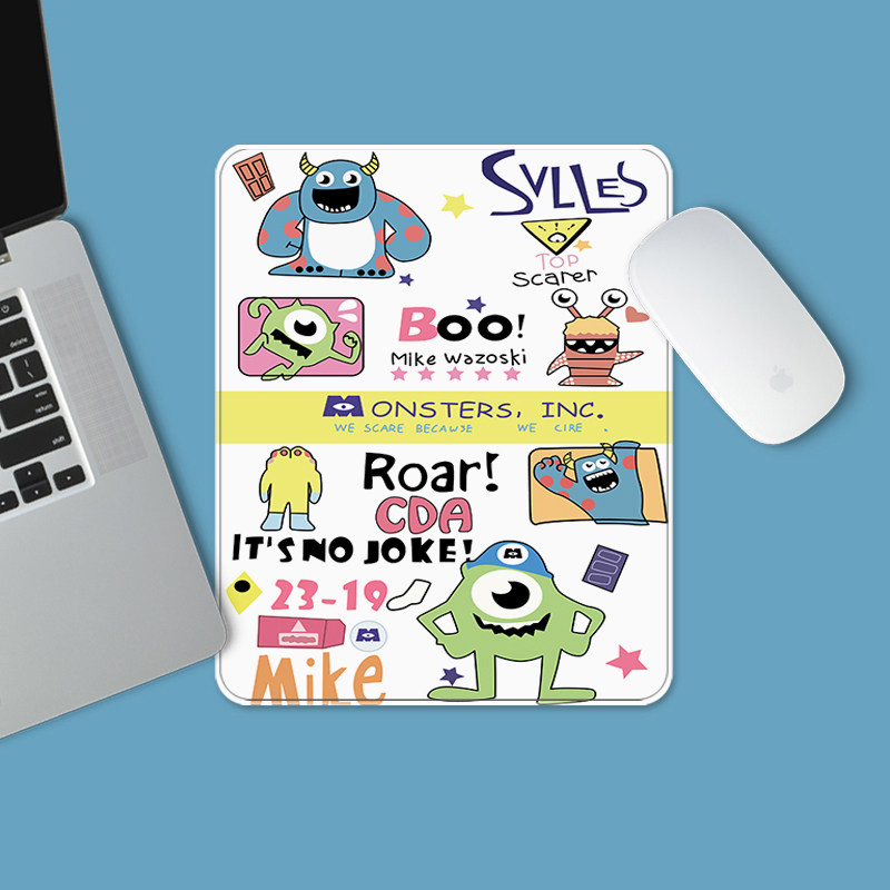 Cartoon Cute Monster Mouse Couple Middle Square Girl Desktop Game Silk Stroke Light Leather Pad