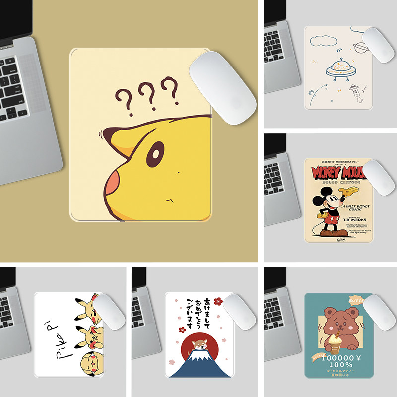 Net Red Mouse Mat Small Mid Size Creative Cartoon Pikachu Genders Computer Desk Cushion Game Anti Slip Leather Cushion Thin