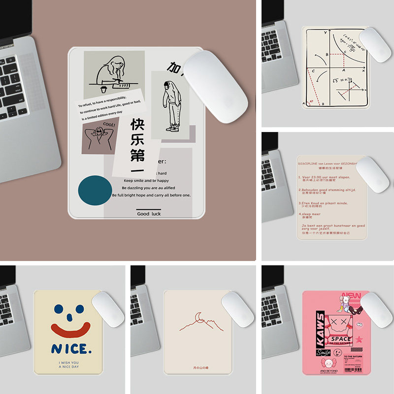 New desktop office text sliding mouse pad Small midsize laptop games for girls and boys Japan and South Korea individuality hard pads