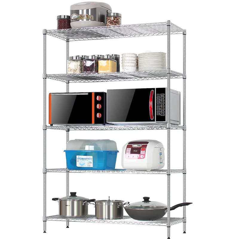 Kitchen shelf Stainless steel color multi-function storage and finishing rack Multi-layer microwave oven shelf flower rack