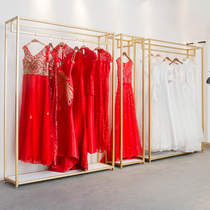 Wrought iron wedding dress shelf High-grade wedding dress display rack Cheongsam dress shelf Floor-to-ceiling bridal shop hangers Nano gold