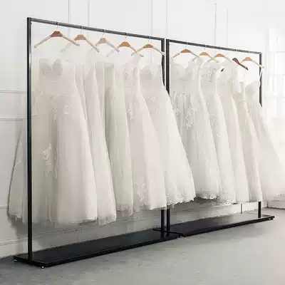 Wrought iron wedding dress rack display rack Golden wedding shop high-end floor hanger photo studio special hanging wedding dress rack