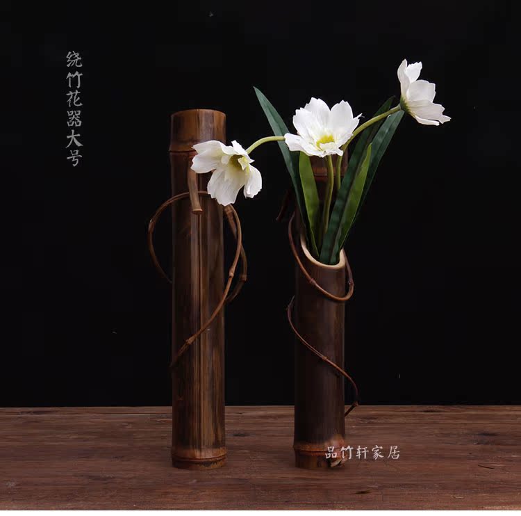 原竹花器原竹插干花花器插花日式花瓶擺件茶道配件禪陶瓷粗陶 露天拍賣