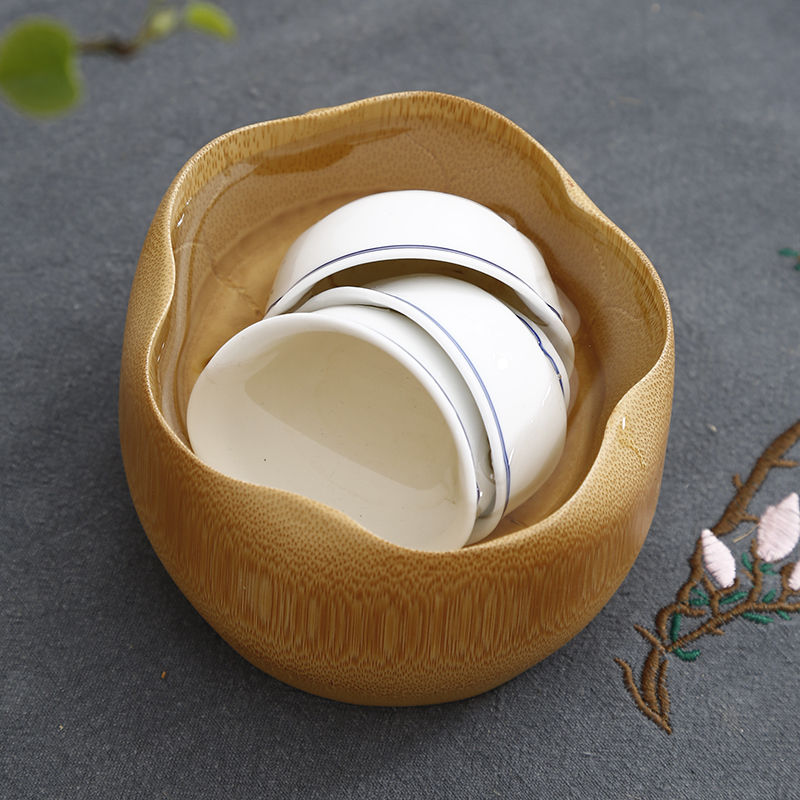 Small Number Bamboo Festival Tea Cup Wash Bamboo Tea Wash Tea Road Accessories Wash Cup Bowl Kutian Tea With Cup Wash Pen Wash Day Style Water Wash