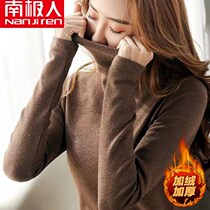 Duvet High Collar Bottom Jersey Woman Autumn Winter New Plus Suede Thickened Heaps Neckline With Long Sleeve T-Shirt Blouse