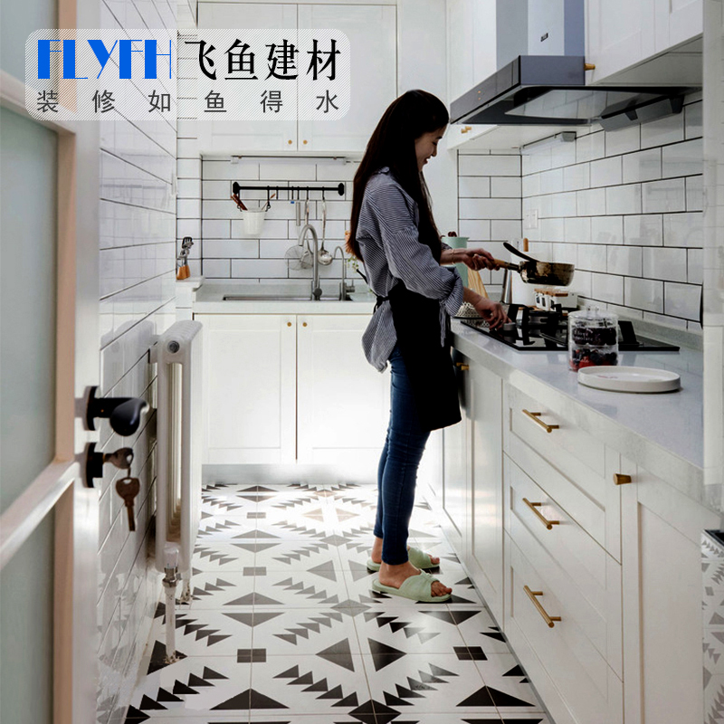 Tile 300x300 Nordic kitchen bathroom black and white floor tile balcony wall tile floor tile art net red tile