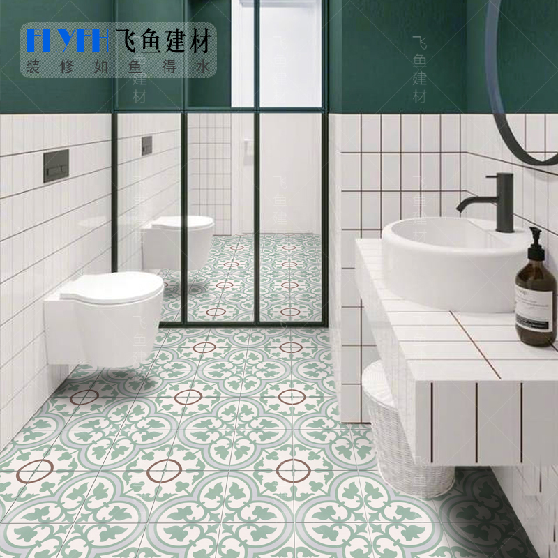 Green Small Flower Brick 200x200 Garden Balcony Kitchen Makeup Room Toilet Non-slip Floor Tiles Bathroom Background Wall Brick