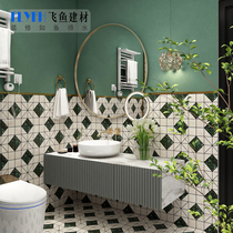 Moroccan green flower brick 300 Old Shanghai retro tile toilet toilet wall Brick Harbor Style Folk floor tiles