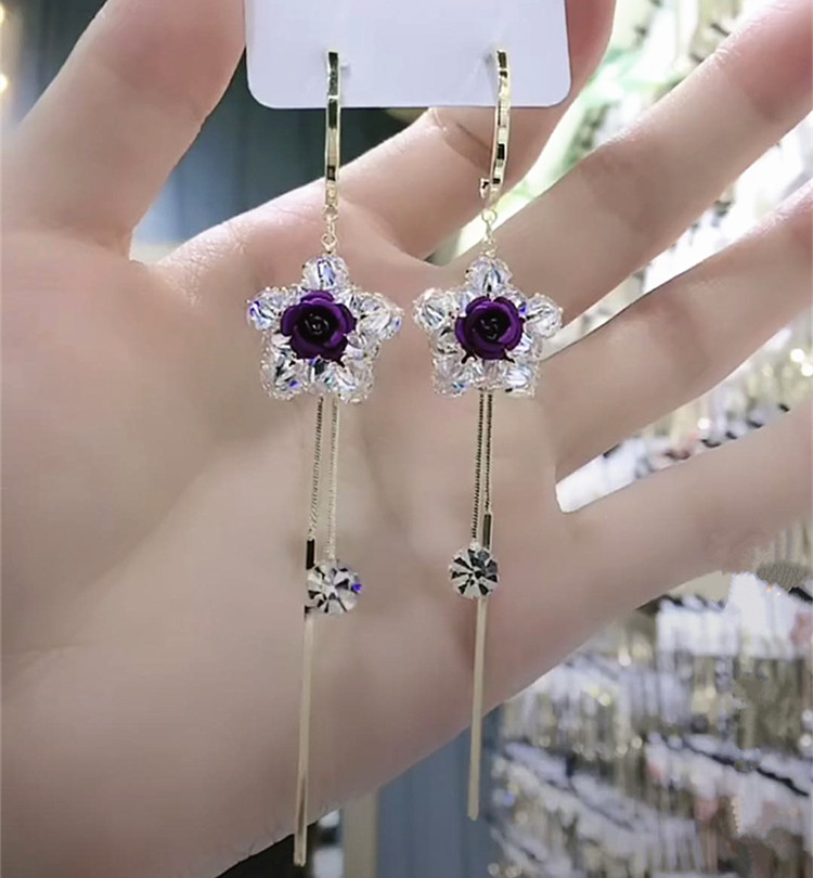 Extravagant Korean version Exaggerated Crystal Flower Earrings 2020 New Chaos Europe and America South Korean Net Red Temperament Sueared Daughter