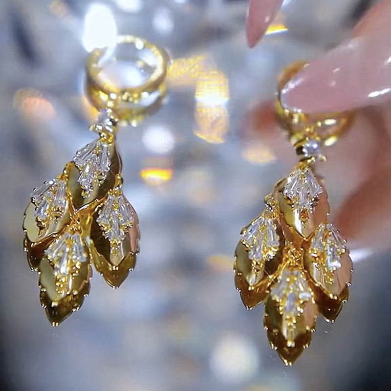 Ella Earrings Leaf Tassel Earrings front view