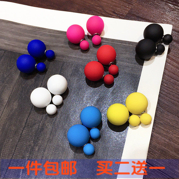 Han edition double-sided ear needle fashion popular pearl double sides wear dual-use female earrings