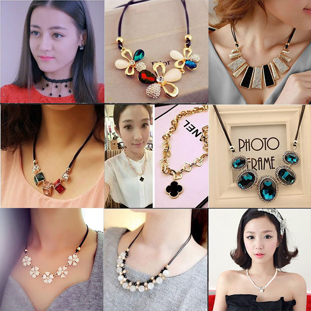 Japan and South Korea spring and summer exaggerated accessories necklace Korean version of the pearl flower collarbone chain all-match short sweet wind women's ornaments
