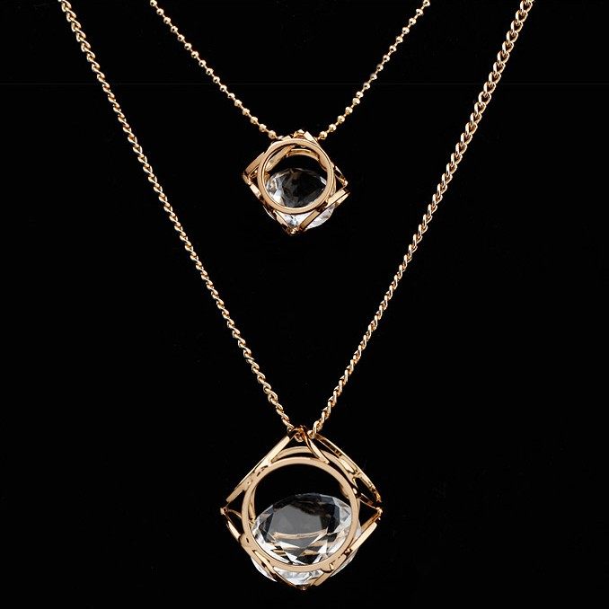 Japan-ROK fashion 100 hitch minimalist with double layer pendant ornament necklace clothes accessories for women's woolen clothing chain long version of hanging decoration