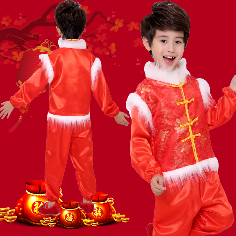Ngày đầu năm mới Trẻ em Trang phục biểu diễn Yangko Trẻ em Lễ hội Mở cửa Trang phục múa đỏ Trang phục dân tộc Tang Trang Nam và Nữ quần áo bé gái