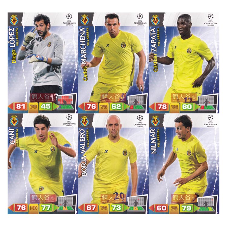 Panini 2011-2012 Champions League Star Cards Regular Card Set Villarreal 6 Cards Lopez #