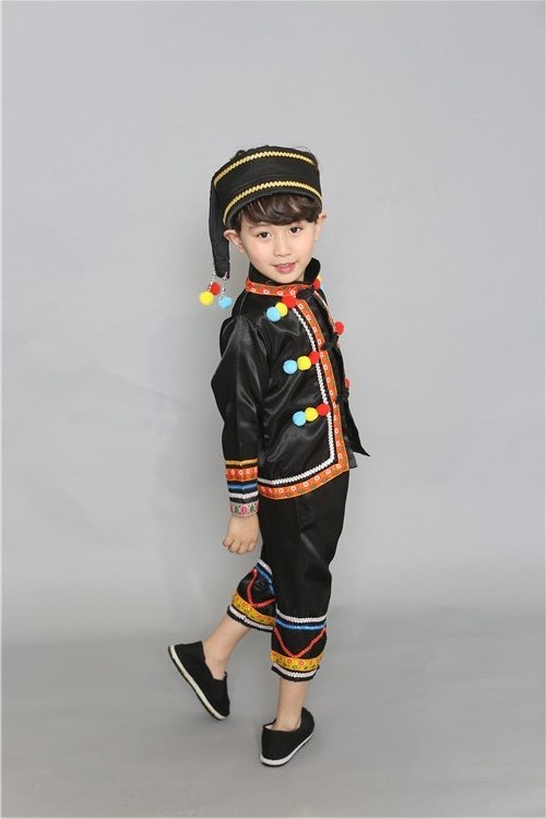 Trang phục dân tộc của trẻ em, trang phục múa Li, biểu diễn Dai, nam và nữ, Achang, Deang, trang phục sân khấu bộ đồ khiêu vũ cho bé trai